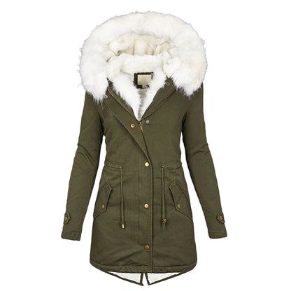 Anna Hooded Parka Jacket | Fur Trim, Fleece Lined Parka Jacket