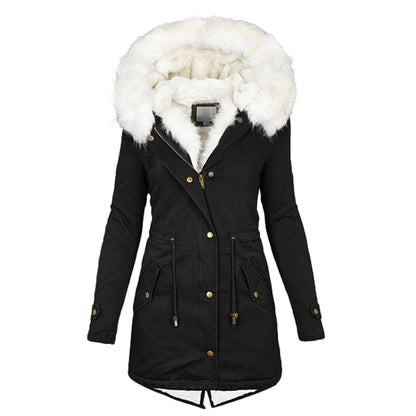 Anna Hooded Parka Jacket | Fur Trim, Fleece Lined Parka Jacket