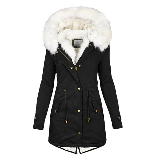 Anna Hooded Parka Jacket | Fur Trim, Fleece Lined Parka Jacket