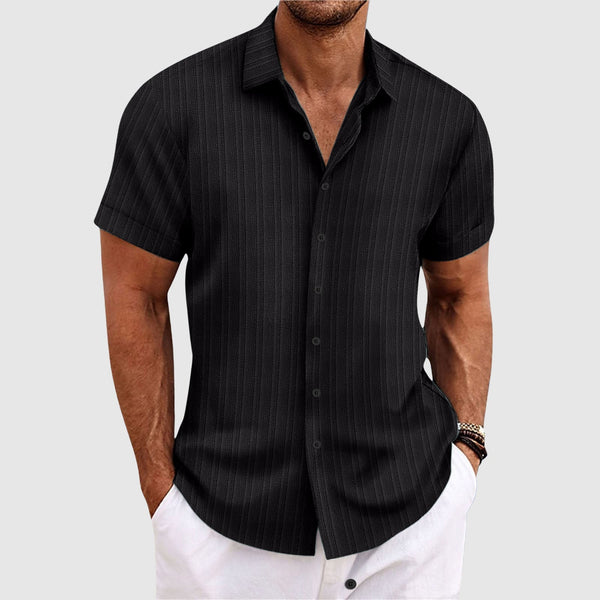 Striped Short Sleeve Button-Up Shirt for Men – Classic Style & Comfort