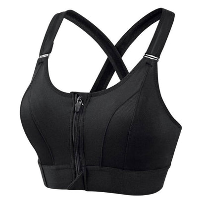 Women's sports bra – Longline structured – Zipped closure – Breathable cross-back
