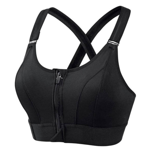 Women's sports bra – Longline structured – Zipped closure – Breathable cross-back