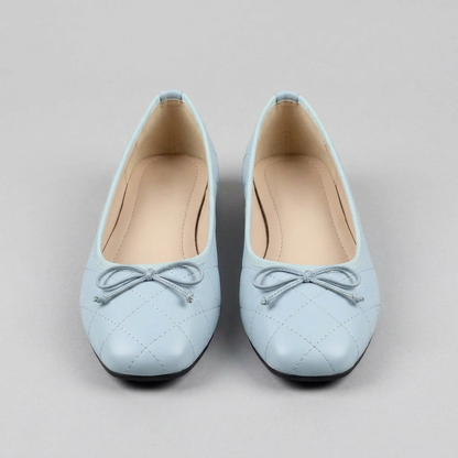 Quilted Bow-Detail Square Toe Ballet Flats for Women – Elegant & Comfortable
