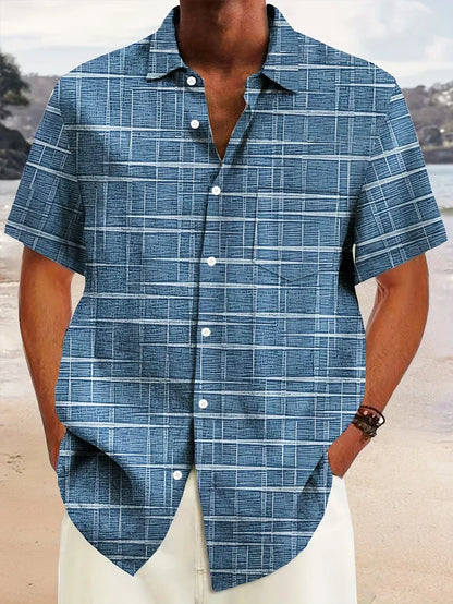 Men's shirt short sleeves – Straight cut – Breathable fabric – Checked pattern