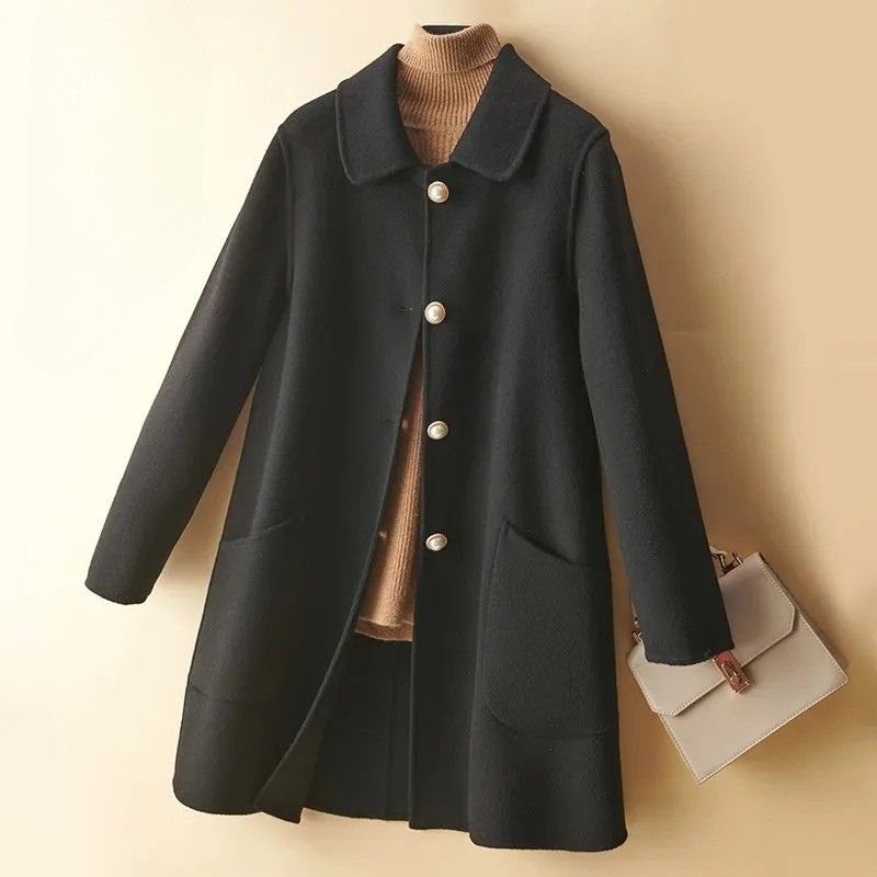Giulia A-Line Coat | Mid-Thigh Length Button Front Coat