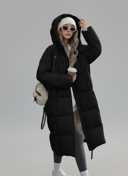 Emma Hooded Longline Puffer Jacket | Quilted Winter Jacket