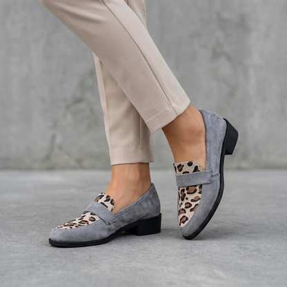 Leopard Print Block Heel Loafers for Women – Effortless Style & Comfort