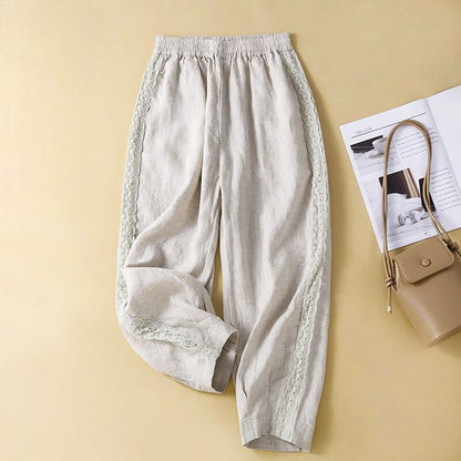 Cropped Linen Pants for Women – Easy Pull-On Comfort