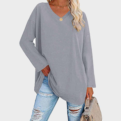 Caterina Oversized Tunic Top | V-Neck High-Low Hem Tunic Top