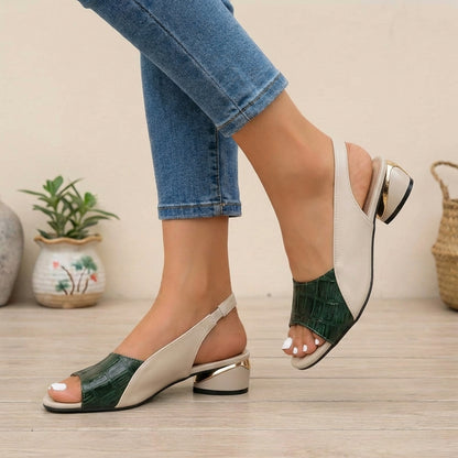 Embossed Slingback Block Heel Sandals for Women – Everyday Style & Comfort