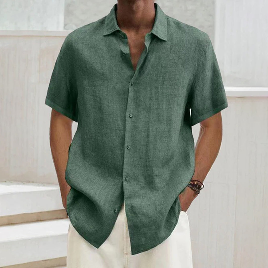 Men's short-sleeve shirt – Relaxed fit – Breathable fabric – Soft collar