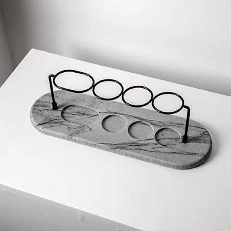 Minimalist Marble-Like Toothbrush Holder With Metal Coils