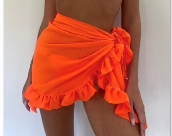 Women's beach skirt – Flowing cut – Breathable fabric – Tied waist – Ruffled hem