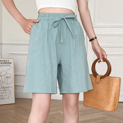 Shorts for women – Loose fit – Breathable natural fibers – Elastic waistband with drawstring