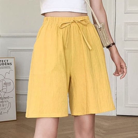 Shorts for women – Loose fit – Breathable natural fibers – Elastic waistband with drawstring