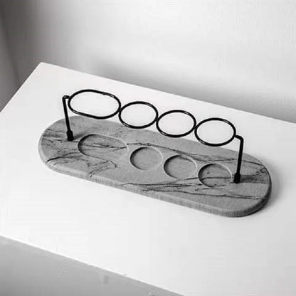 Minimalist Marble-Like Toothbrush Holder With Metal Coils