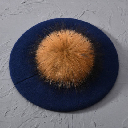 Aurora Slouchy Fit Beret | Pom-Pom Accent Solid Beret