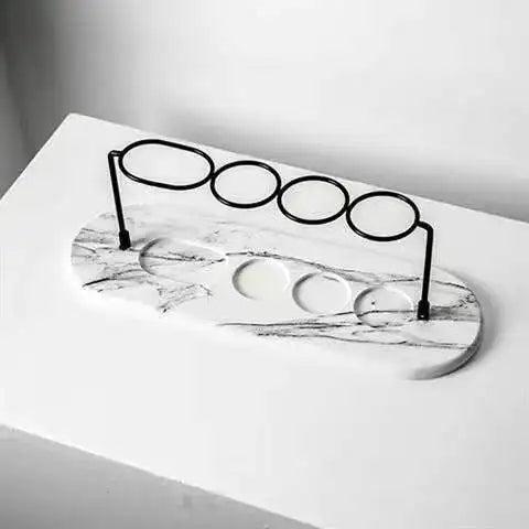 Minimalist Marble-Like Toothbrush Holder With Metal Coils