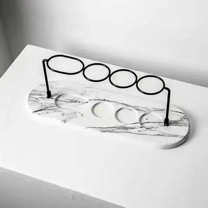 Minimalist Marble-Like Toothbrush Holder With Metal Coils