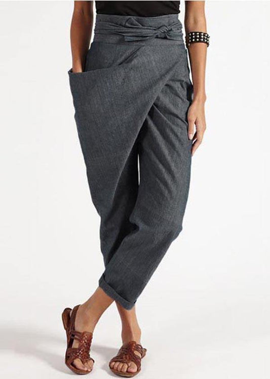 Women's pants – High waist – Loose fit – Asymmetric design – Natural fibers