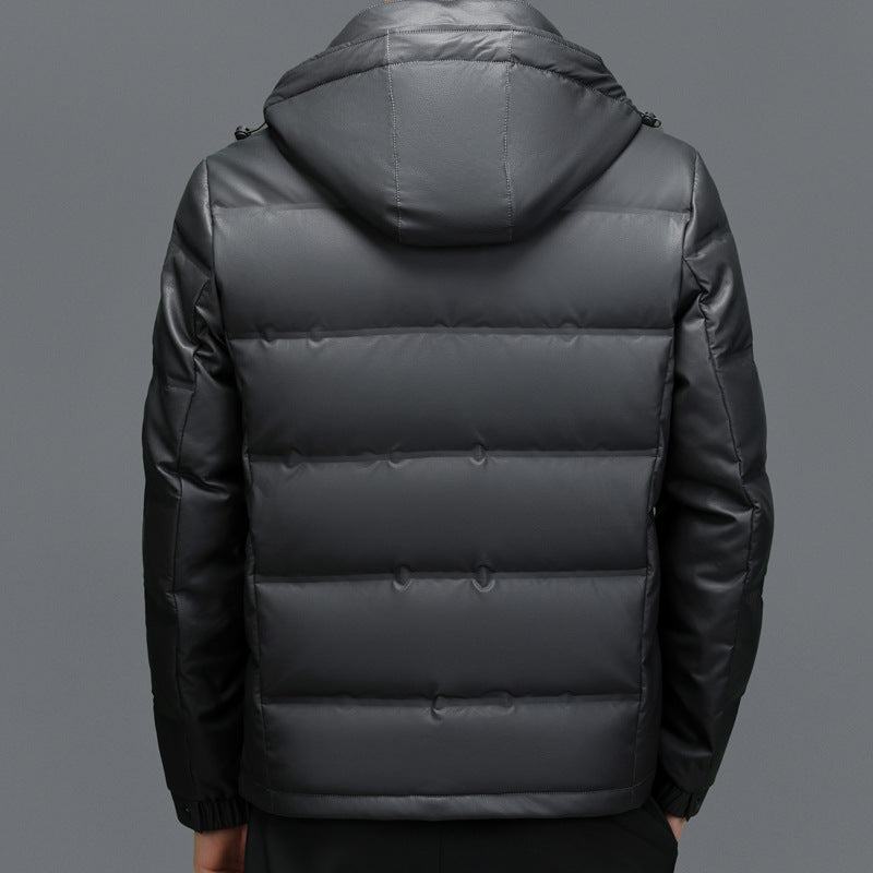 Mason Leather Hooded Puffer Jacket | Quilted, Zip Front Jacket
