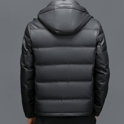 Mason Leather Hooded Puffer Jacket | Quilted, Zip Front Jacket
