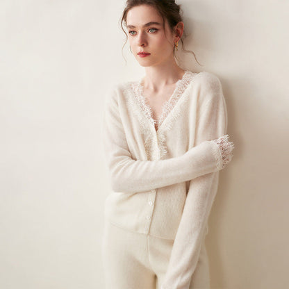 Ilaria Relaxed Fit Cardigan | Lace Trim V-Neck Cardigan
