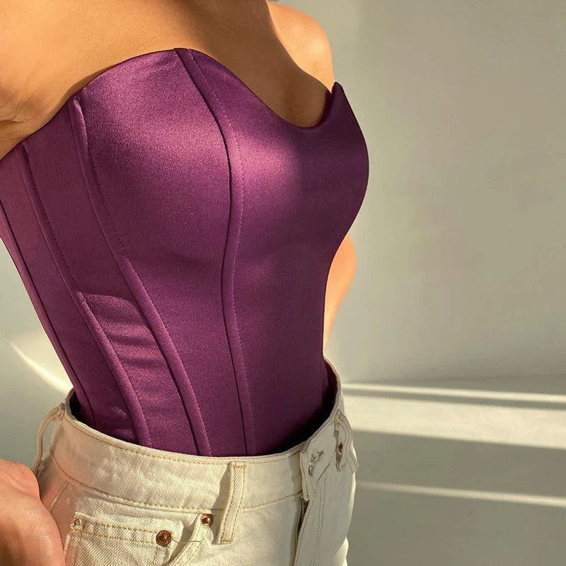 Women's Corset Top – Strapless – Sweetheart Neckline – Structured Luxury Fabric