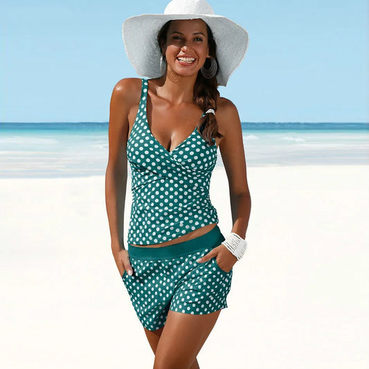 Tankini Femme – Coupe Ajustée – Décolleté Plongeant – Bretelles de Maintien – Tissu Respirant