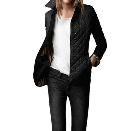 Manteau femme matelassé léger – Coupe droite – Col structuré – Fermeture à boutons
