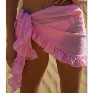 Women's beach skirt – Flowing cut – Breathable fabric – Tied waist – Ruffled hem