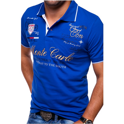 Polo homme – Coupe slim – Maille respirante – Graphisme brodé – Style décontracté