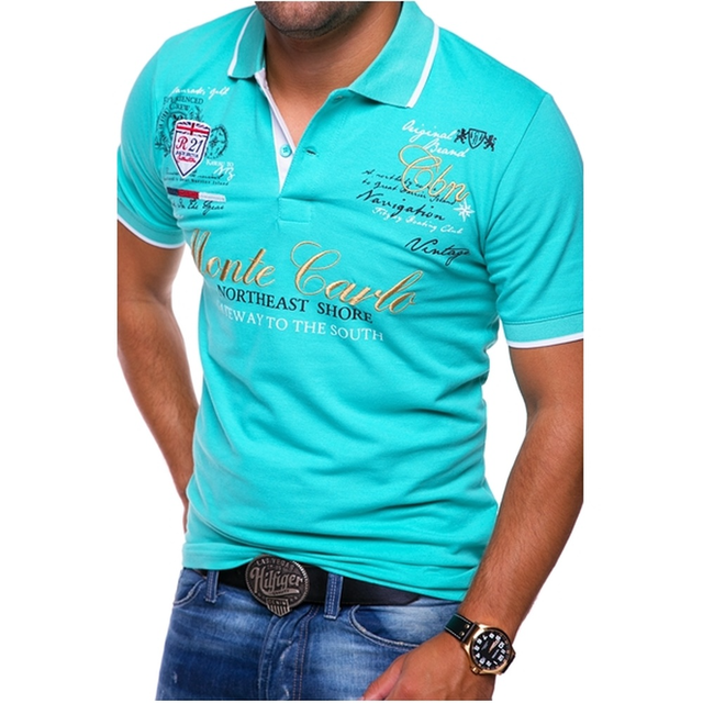 Polo homme – Coupe slim – Maille respirante – Graphisme brodé – Style décontracté
