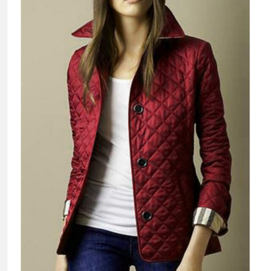 Manteau femme matelassé léger – Coupe droite – Col structuré – Fermeture à boutons