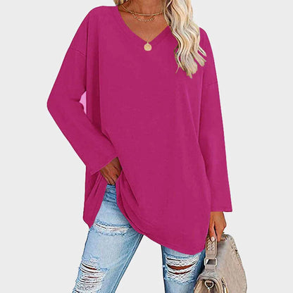Caterina Oversized Tunic Top | V-Neck High-Low Hem Tunic Top