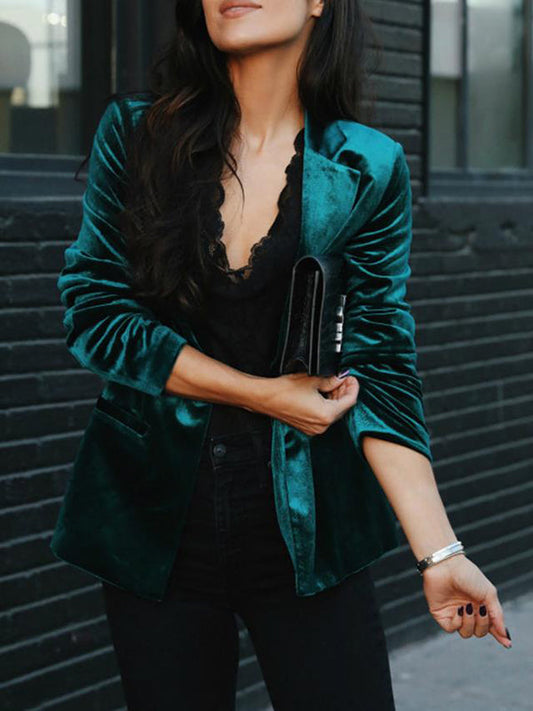 Veste femme – Coupe cintrée – Tissu luxueux – Revers classique – Longueur mi-cuisse