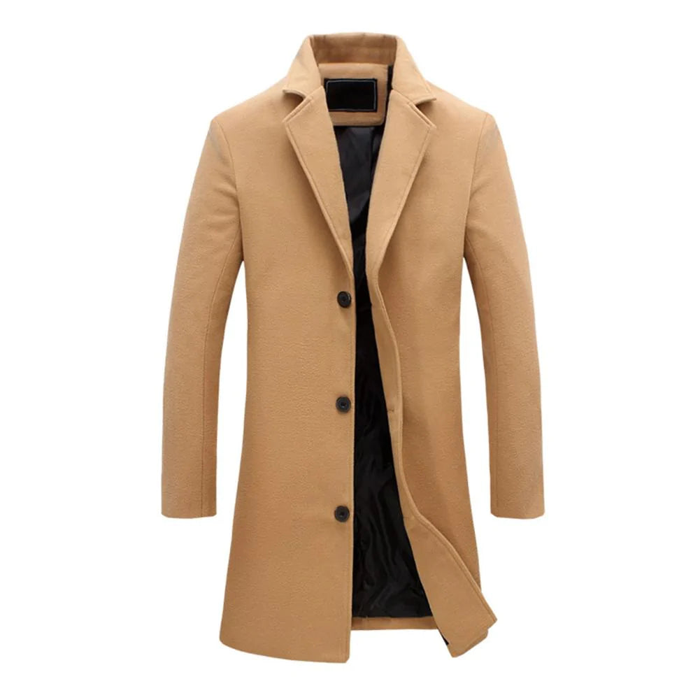 Finley Wool Tailored Overcoat | Mid-Calf, Notched Lapels Overcoat