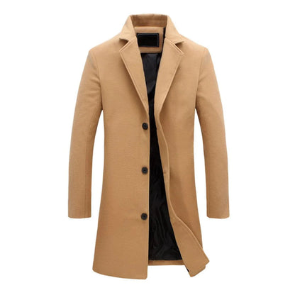 Finley Wool Tailored Overcoat | Mid-Calf, Notched Lapels Overcoat