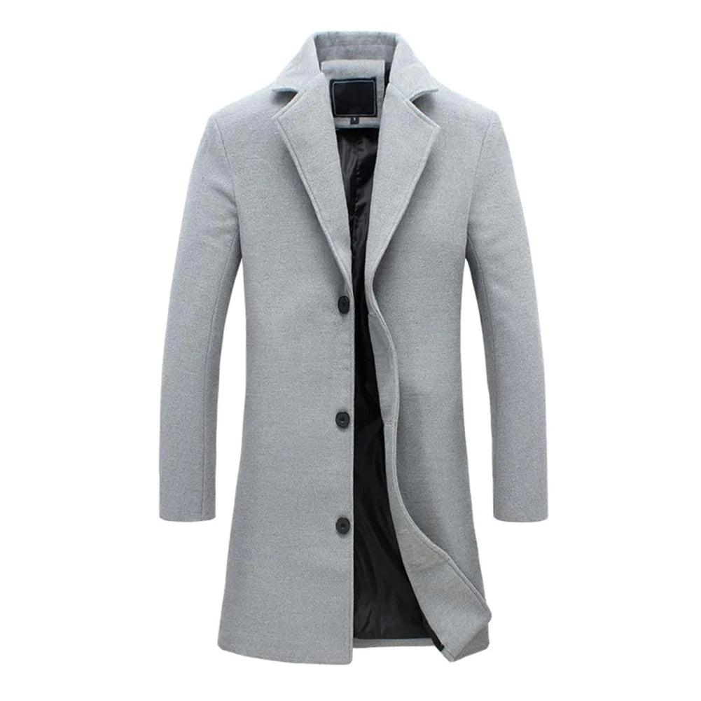 Finley Wool Tailored Overcoat | Mid-Calf, Notched Lapels Overcoat