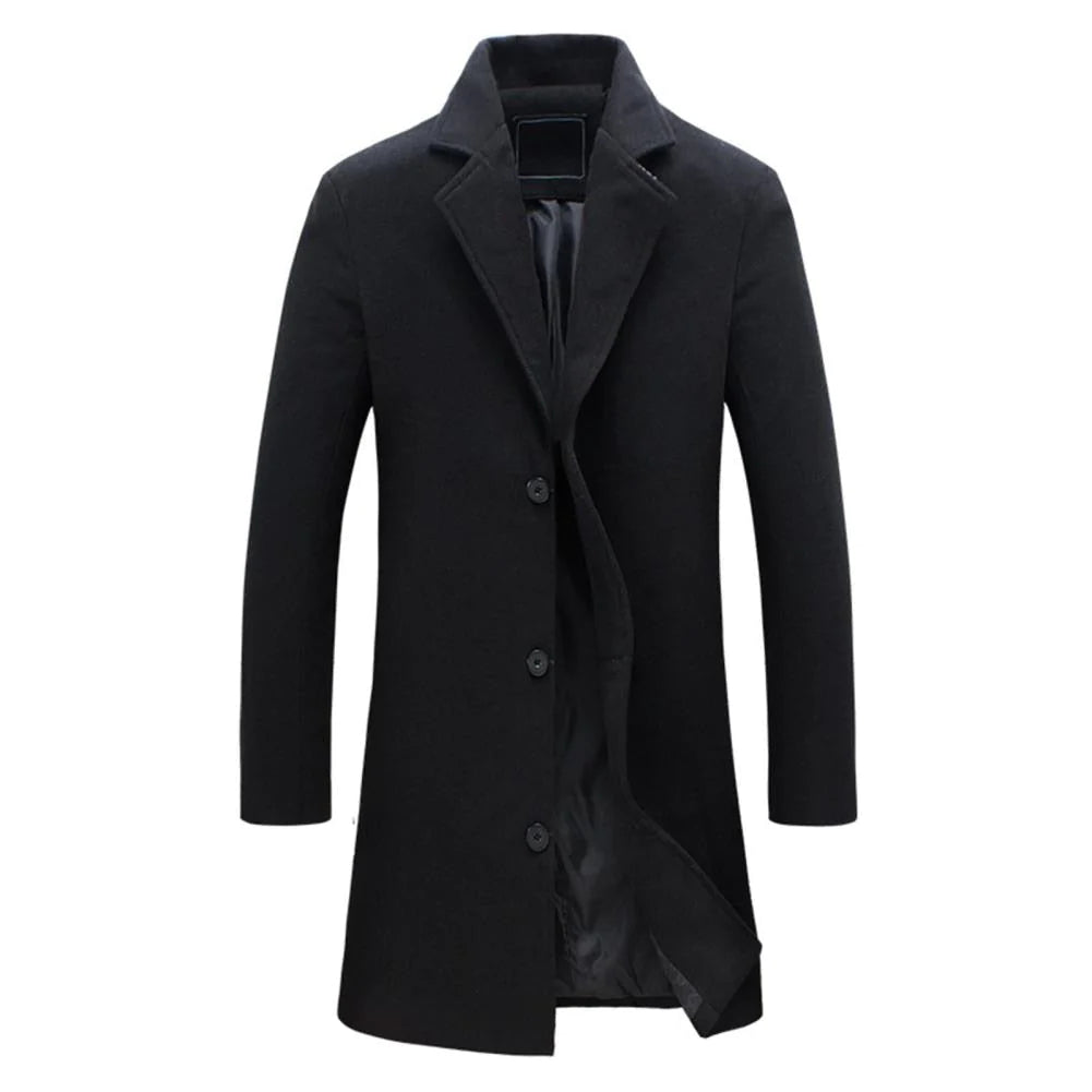 Finley Wool Tailored Overcoat | Mid-Calf, Notched Lapels Overcoat