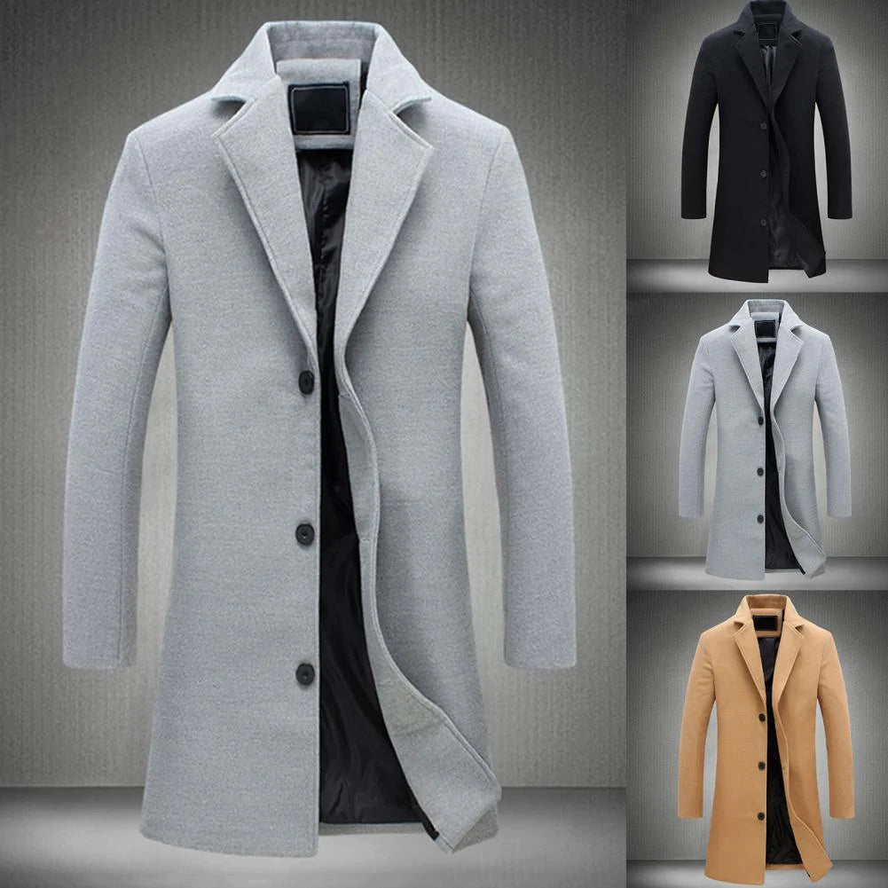 Finley Wool Tailored Overcoat | Mid-Calf, Notched Lapels Overcoat