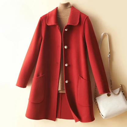 Giulia A-Line Coat | Mid-Thigh Length Button Front Coat