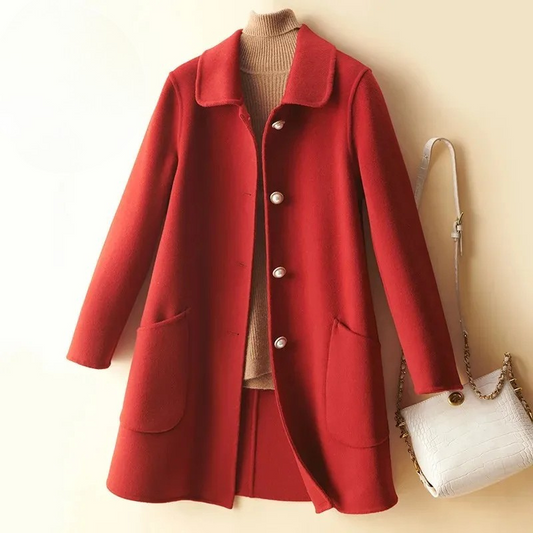 Giulia A-Line Coat | Mid-Thigh Length Button Front Coat