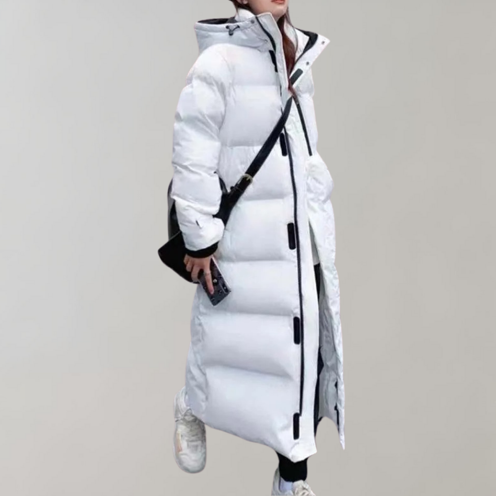 Rosa Oversized Long Puffer Coat | Hooded High Neck Coat