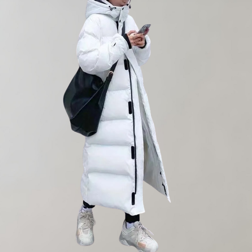 Rosa Oversized Long Puffer Coat | Hooded High Neck Coat
