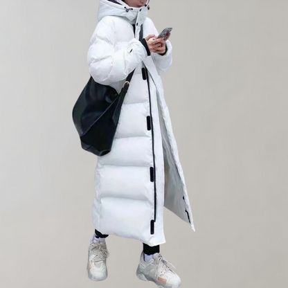 Rosa Oversized Long Puffer Coat | Hooded High Neck Coat