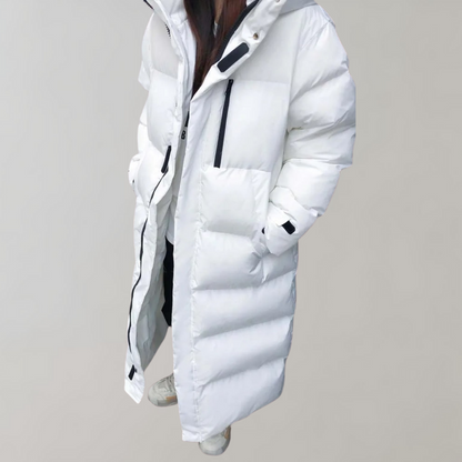 Rosa Oversized Long Puffer Coat | Hooded High Neck Coat