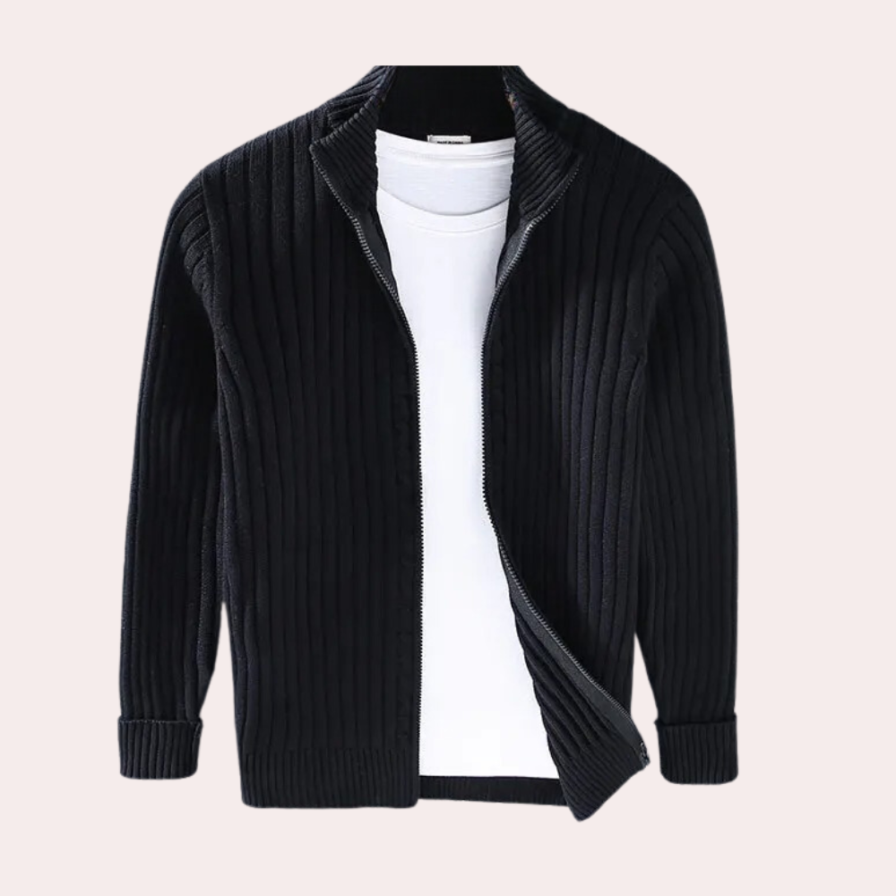 Giuseppe Regular Fit Zip Cardigan | Stand Collar Zip Cardigan