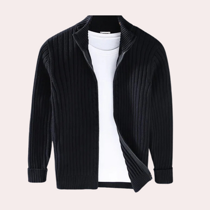 Giuseppe Regular Fit Zip Cardigan | Stand Collar Zip Cardigan