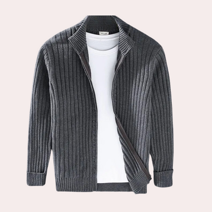 Giuseppe Regular Fit Zip Cardigan | Stand Collar Zip Cardigan